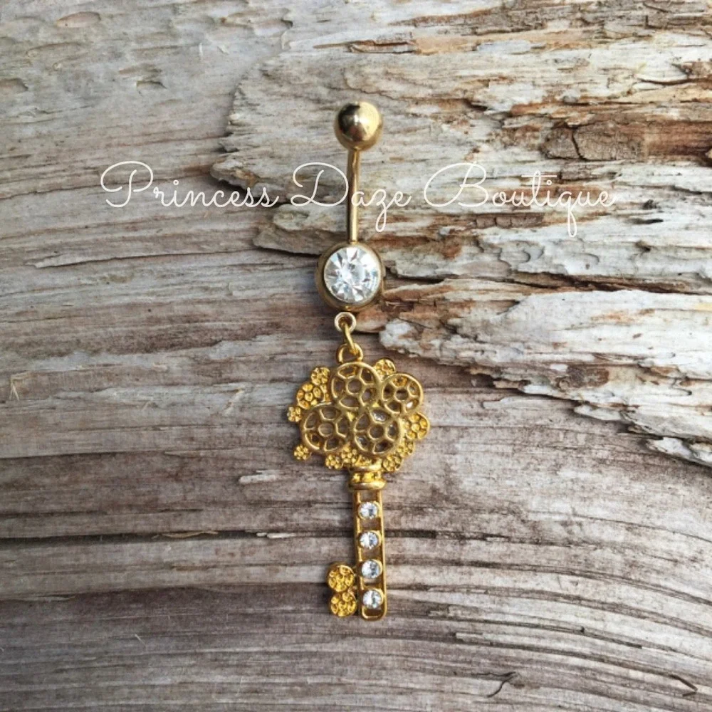 Gold Key Belly Button Navel Ring‎